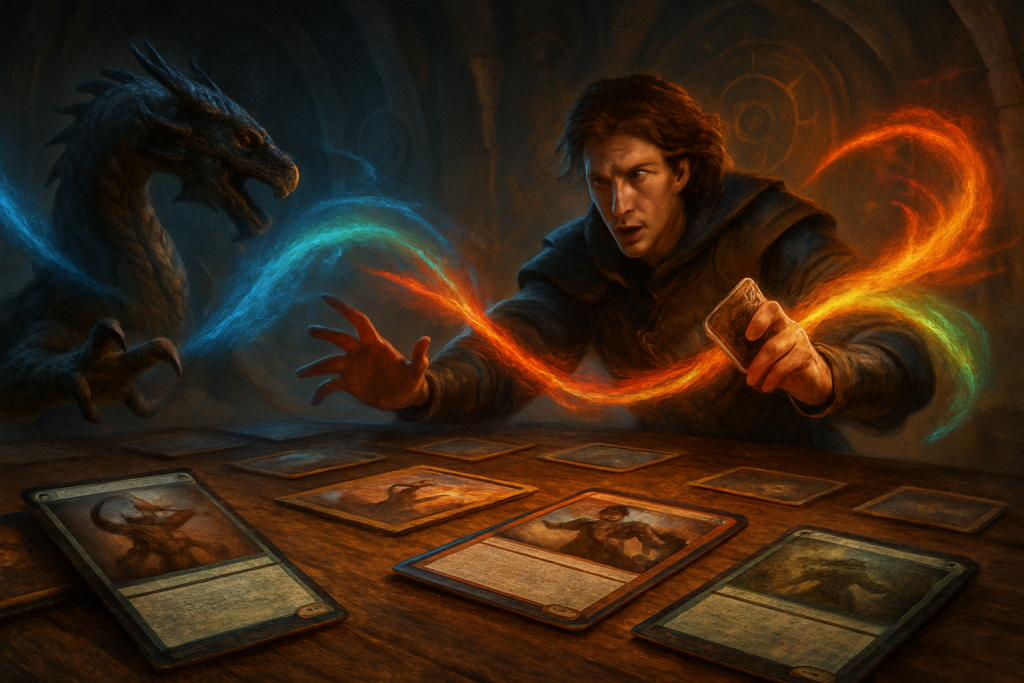 Pokemon TCG deckbuilding scene showing search, evolution, and pivot cards that improve consistency